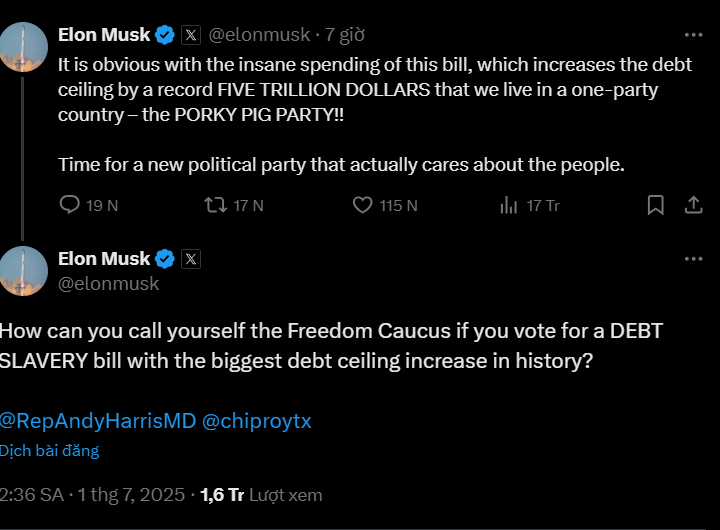 Elon Musk muốn lập đảng mới, chỉ trích dự luật thuế của ông Trump là ‘chế độ nô lệ nợ nần' - ảnh 2