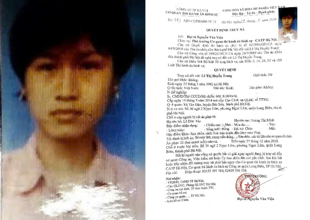 Đề nghị ai biết Lê Thị Huyền Trang ở đâu khẩn trương liên hệ công an - ảnh 1