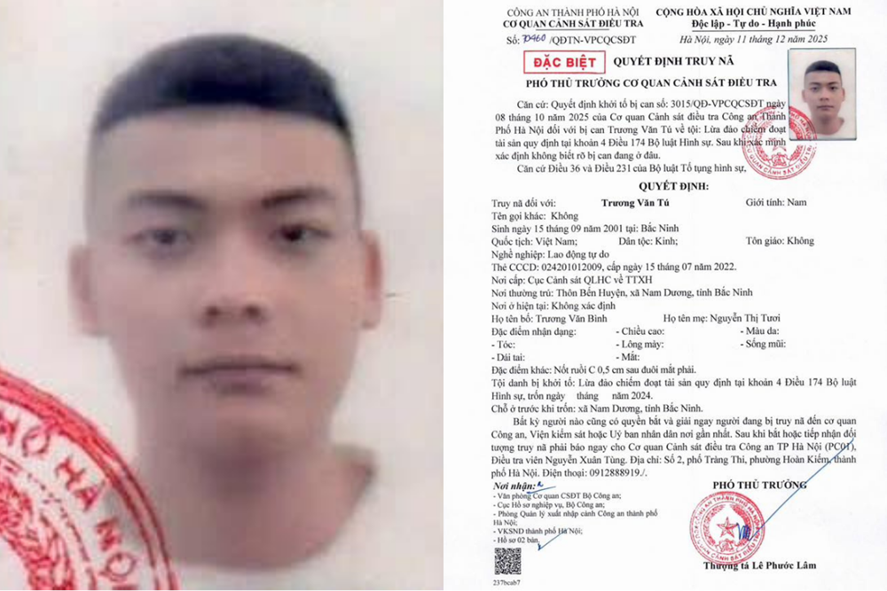 Truy nã đặc biệt Trương Văn Tú sinh năm 2001 - ảnh 1