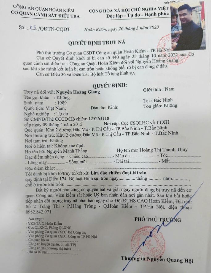 Bắt khẩn cấp Nguyễn Hoàng Giang, SN 1989 khi vừa nhập cảnh vào Việt Nam - ảnh 2