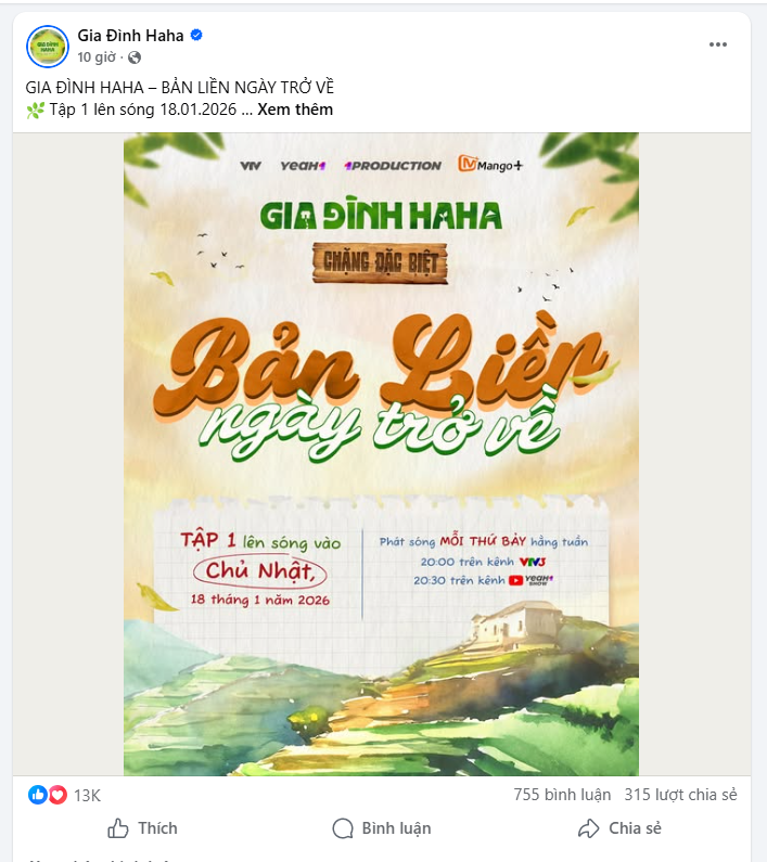 Gia đình Haha phát tin quan trọng đến khán giả - ảnh 2