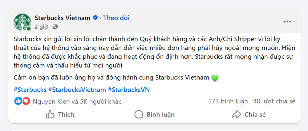 Starbucks Việt Nam phát tin quan trọng đến khách hàng - ảnh 2