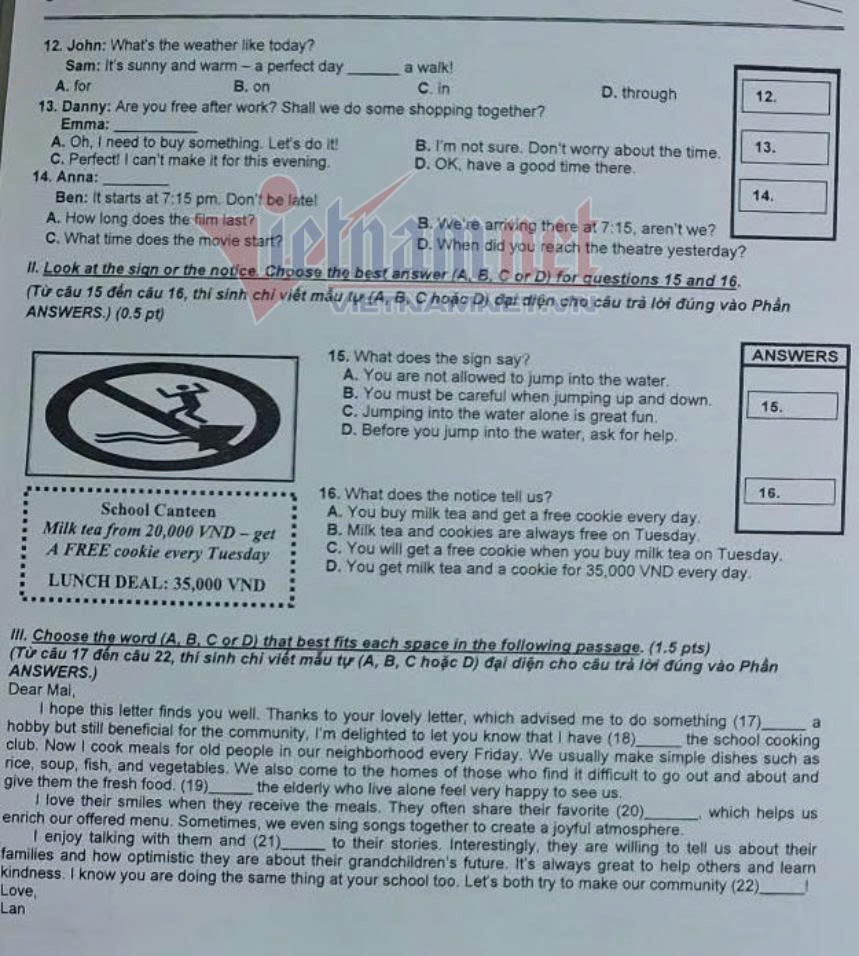 Đề thi môn Tiếng Anh vào lớp 10 tại TP. Hồ Chí Minh năm 2025 - ảnh 2