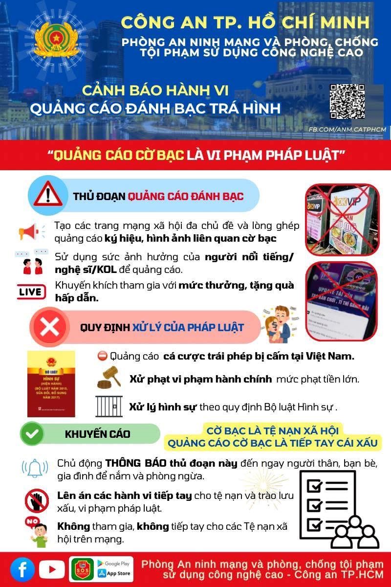 Công an cảnh báo nghệ sĩ, KOL quảng cáo đánh bạc trá hình - ảnh 1