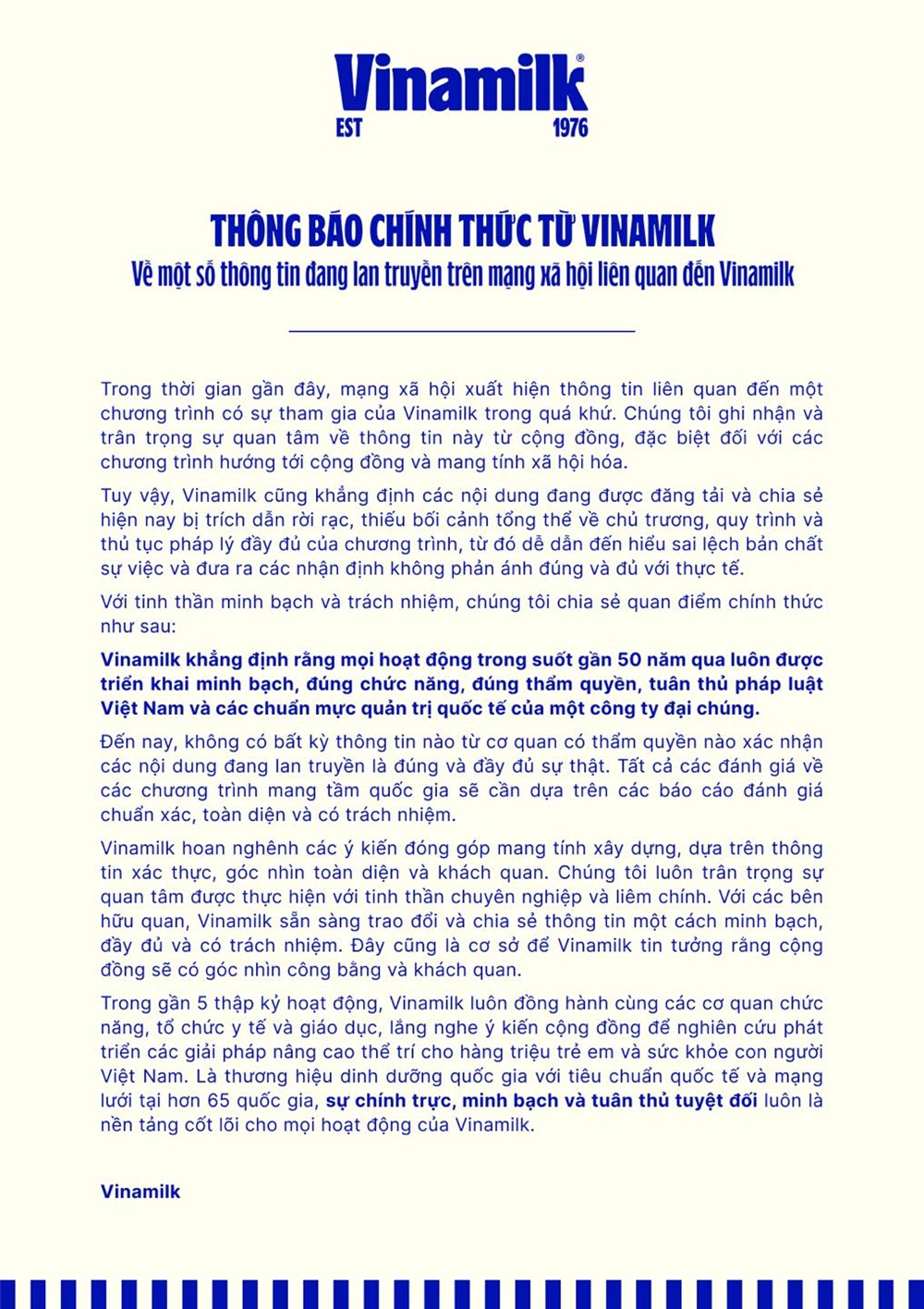 Vinamilk thông báo khẩn đến toàn bộ khách hàng - ảnh 1