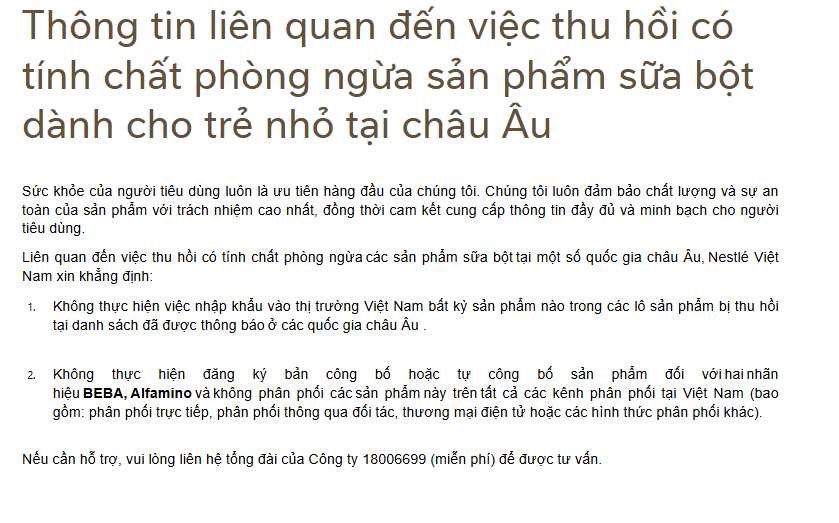 Nestlé Việt Nam lên tiếng - ảnh 1