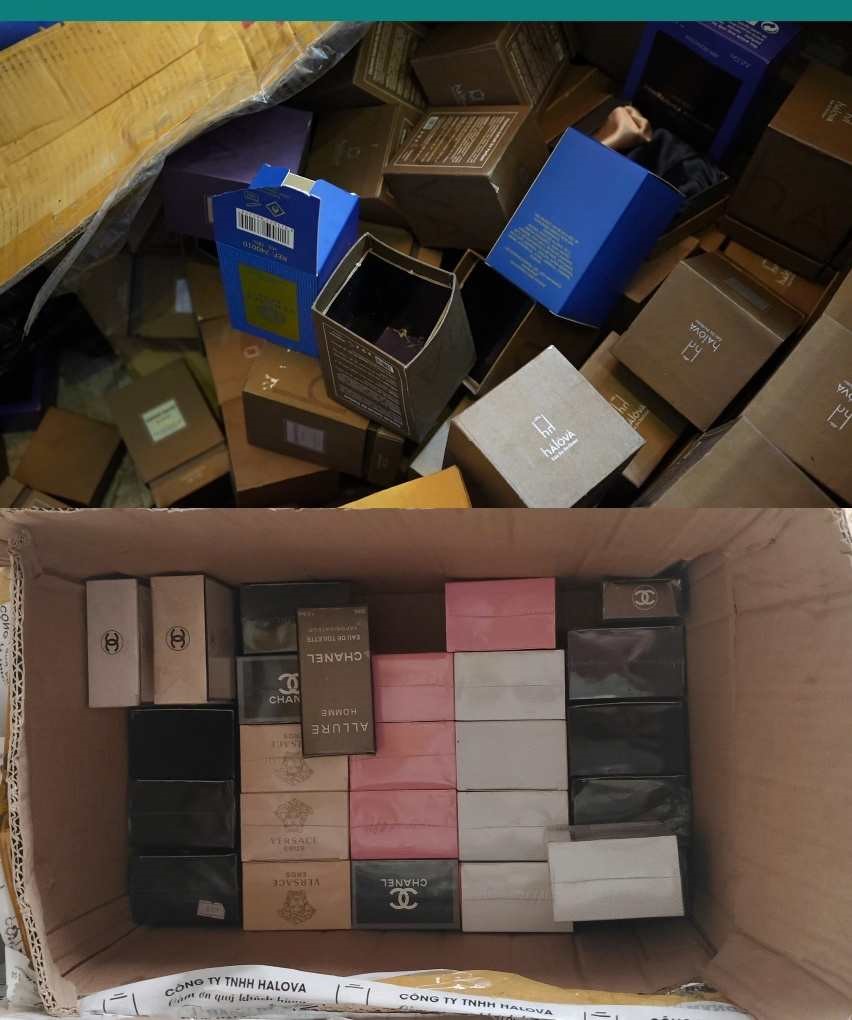 Khám xét khẩn cấp 3 địa điểm liên quan đến vợ chồng Giám đốc SN 1973, thu giữ hơn 130 lít nước hoa Chanel, Dior - ảnh 5