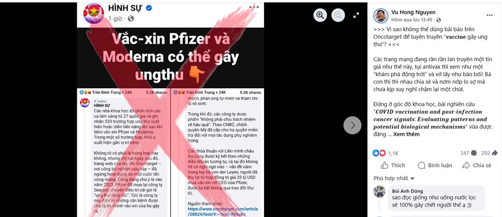 MXH lan tin vaccine COVID-19 gây ung thư: Chuyên gia nói gì? - ảnh 1