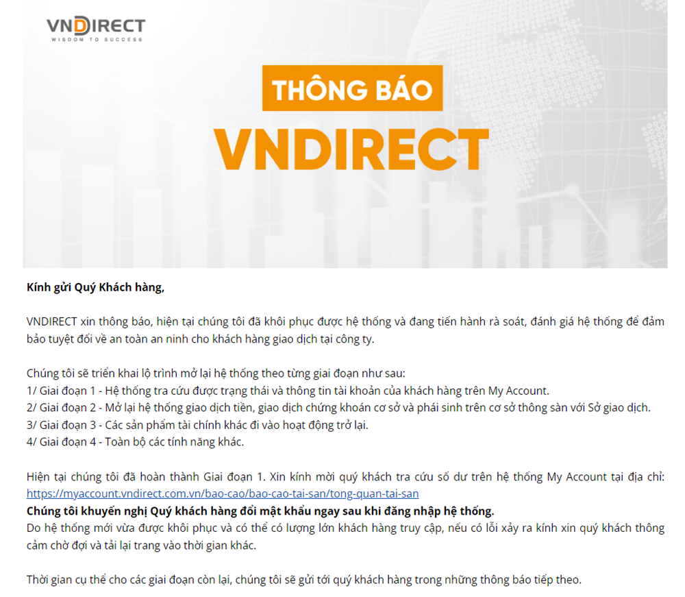 Đã khôi phục được hệ thống VNDirect - ảnh 1