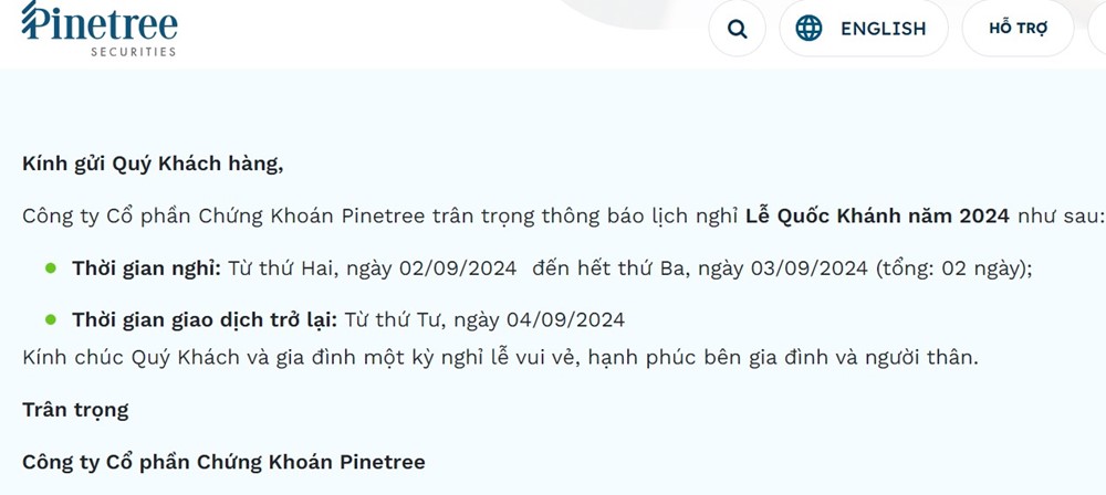 Lịch nghỉ lễ Quốc khánh 2/9 của các công ty chứng khoán - ảnh 4