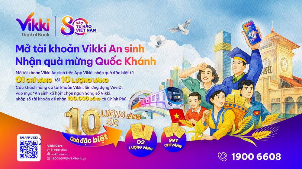 Vikki Bank tặng vàng, điện thoại khi mở tài khoản An sinh dịp Quốc khánh - ảnh 1