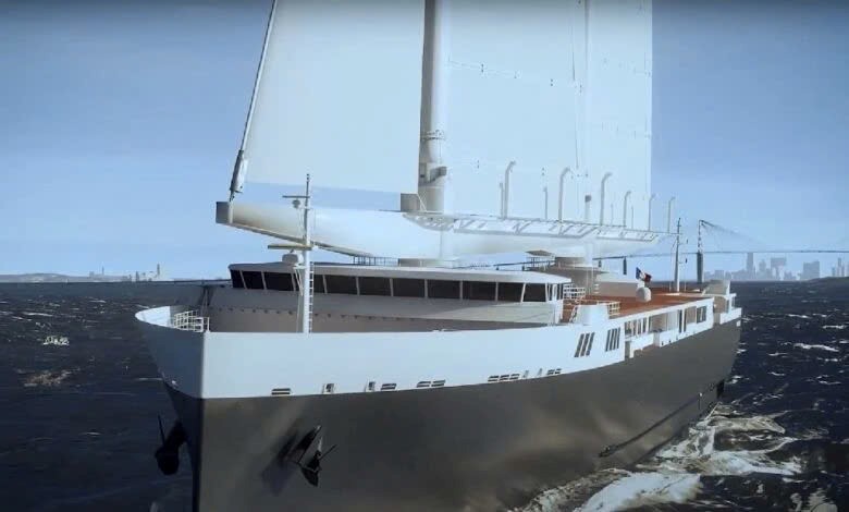 Hạ thủy ‘siêu tàu’ buồm chở hàng chạy bằng sức gió dài nhất thế giới, với khả năng chở đến 5.300 tấn hàng  - ảnh 1