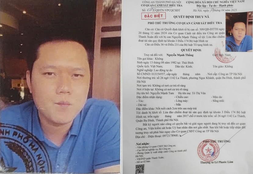 Đề nghị ai biết thông tin của Nguyễn Mạnh Thắng liên hệ với Công an qua SĐT 0972.178.968 - ảnh 1