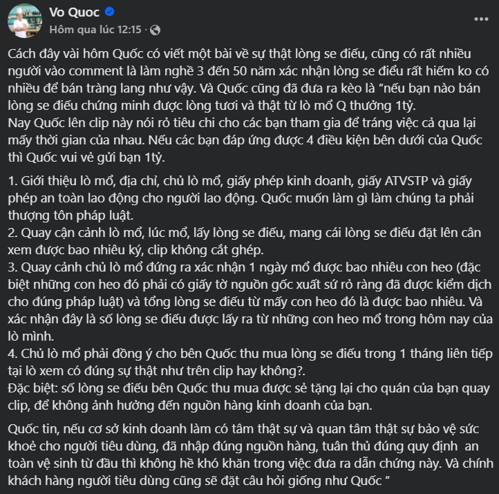 Đầu bếp Việt tuyên bố thưởng 1 tỷ nếu ai chứng minh được lòng se điếu là 'lòng tươi, thật từ lò mổ’ - ảnh 2