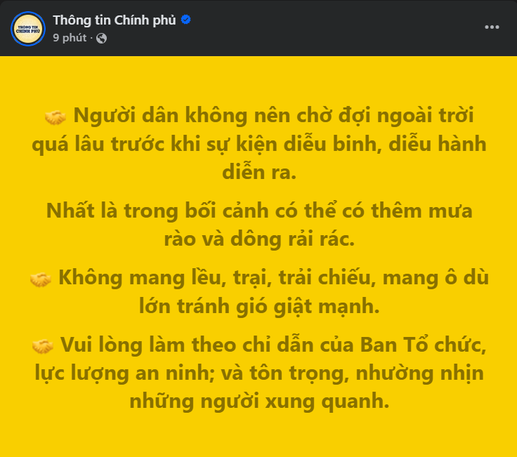 Trang Thông tin Chính phủ phát khuyến cáo quan trọng tới toàn thể bà con nhân dân đi xem tổng duyệt diễu binh, diễu hành A80 - ảnh 2