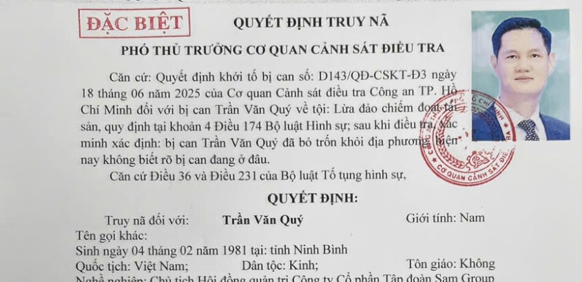 Truy nã đặc biệt Chủ tịch Tập đoàn Sam Group  - ảnh 1