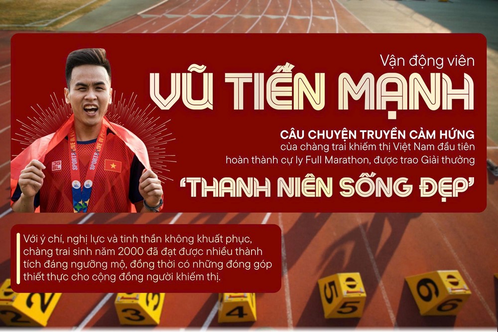 Câu chuyện truyền cảm hứng của chàng trai khiếm thị Việt Nam đầu tiên hoàn thành cự ly Full Marathon, được trao Giải thưởng 'Thanh niên sống đẹp' - ảnh 1