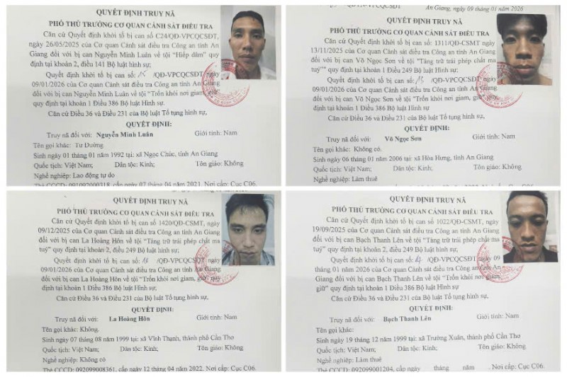 Phát lệnh truy nã toàn quốc 4 đối tượng trốn khỏi nơi giam giữ - ảnh 1