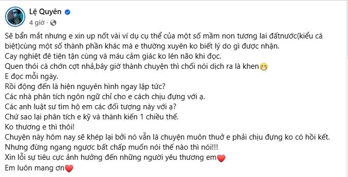 Lệ Quyên xin lỗi - ảnh 1