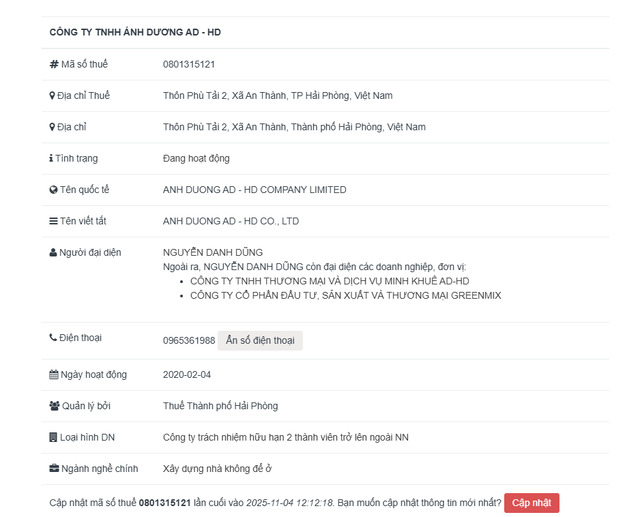 Một chút thông tin cơ bản được công khai về Ánh Dương AD – HD.