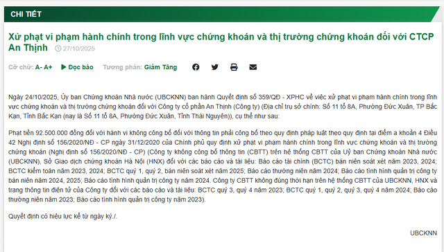 Bị xử phạt vì chậm công bố thông tin, An Thịnh Group đang kinh doanh ra sao? - ảnh 2