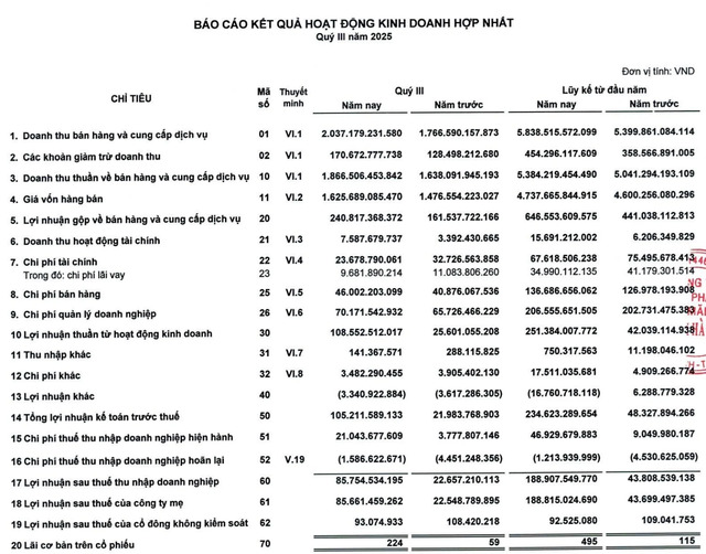Một số chỉ tiêu tài chính của HT1.