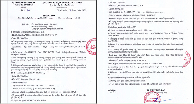 Thông báo của Tập đoàn Geleximco về việc bán toàn bộ cổ phần nắm giữ tại ABS.