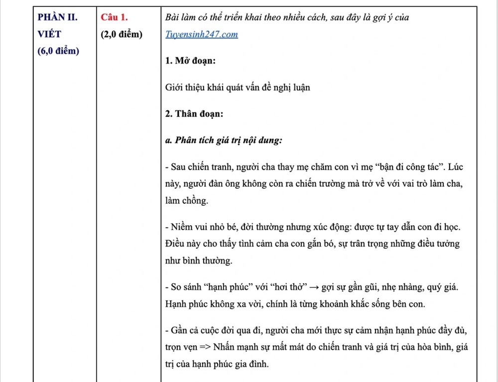 Đề thi và đáp án môn Ngữ văn kỳ thi vào lớp 10 TP. Hà Nội năm 2025 đầy đủ, chính xác nhất - ảnh 6
