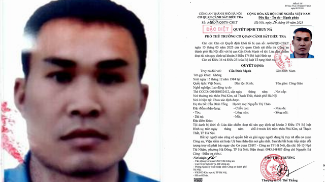 Truy nã đặc biệt Cấn Đình Mạnh sinh năm 1984