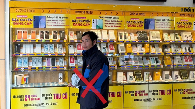 Bắt nóng Vũ Xuân Sang SN 1993 trộm 9 chiếc điện thoại ở Thế Giới Di Động