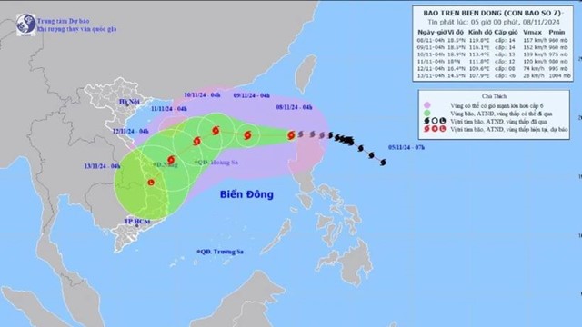 Bão Yinxing mạnh cấp 14, giật cấp 17 đang hướng vào Biển Đông