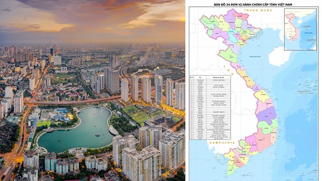 Bản đồ chi tiết 34 tỉnh, thành mới của Việt Nam sau sáp nhập