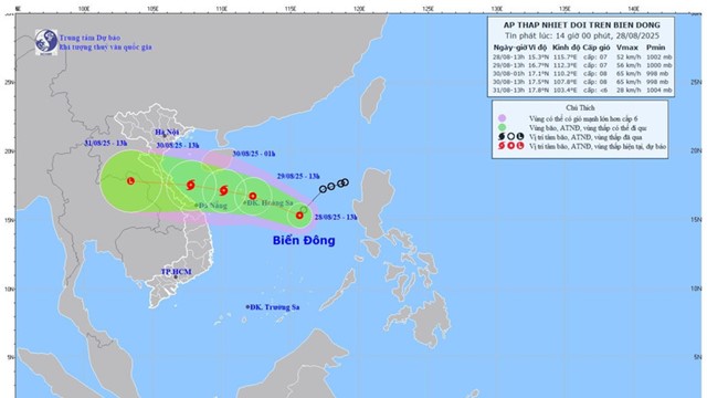 Áp thấp nhiệt đới có thể mạnh lên thành bão số 6, đổ bộ vào miền Trung