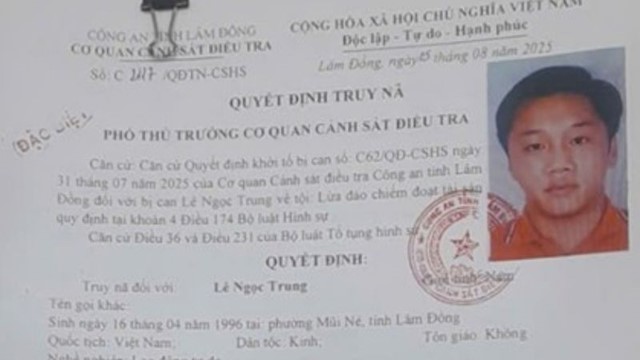 Truy nã nhân viên ngân hàng Lê Ngọc Trung, người dân biết cần báo ngay 0962.426.552