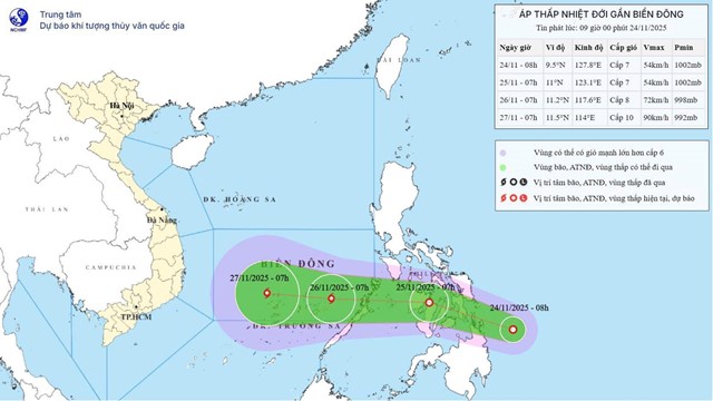 Xuất hiện áp thấp nhiệt đới