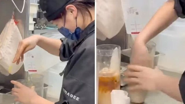 Nhân viên của một hãng trà sữa nổi tiếng dùng tay trần pha chế đồ uống, cửa hàng lập tức bị đóng cửa