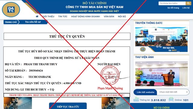 Ngang nhiên giả mạo chữ ký, con dấu của Công ty Mua bán nợ Việt Nam để lừa đảo