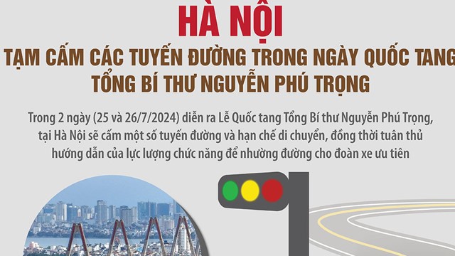 Tạm cấm các tuyến đường trong ngày Quốc tang Tổng Bí thư Nguyễn Phú Trọng