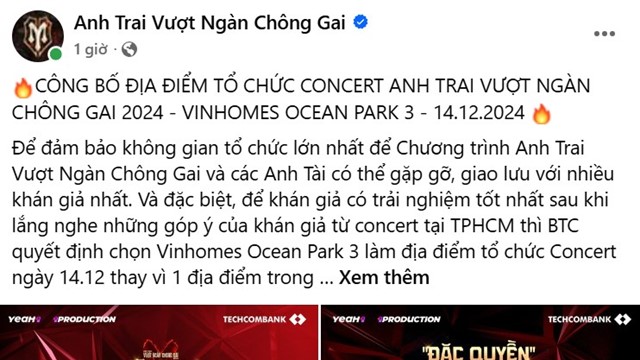 Không phải ở Hà Nội, “Anh trai vượt ngàn chông gai” quay xe chọn Ocean Park 3 là địa điểm tổ chức concert