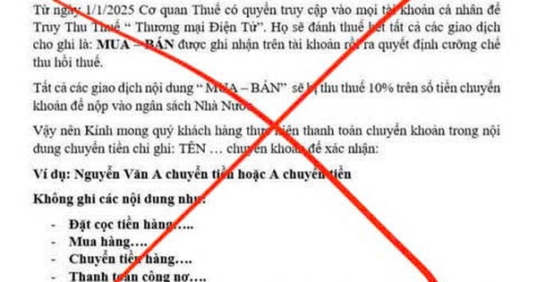 Thông tin giao dịch thương mại điện tử sẽ bị thu thuế 10% là giả mạo