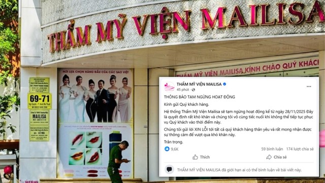 Thẩm mỹ viện Mailisa thông báo dừng toàn bộ hệ thống từ hôm nay 28/11