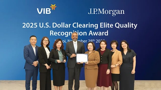 VIB được JP Morgan vinh danh Giải thưởng “Chất lượng Thanh toán quốc tế xuất sắc năm 2025”