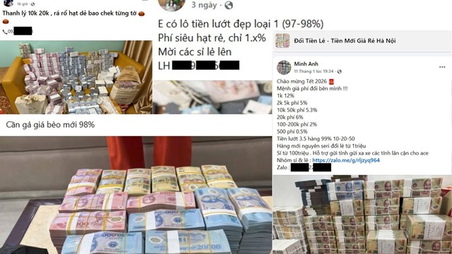 Phí đổi tiền lẻ lên tới hơn 10%, “chợ tiền” Tết hoạt động công khai trên mạng