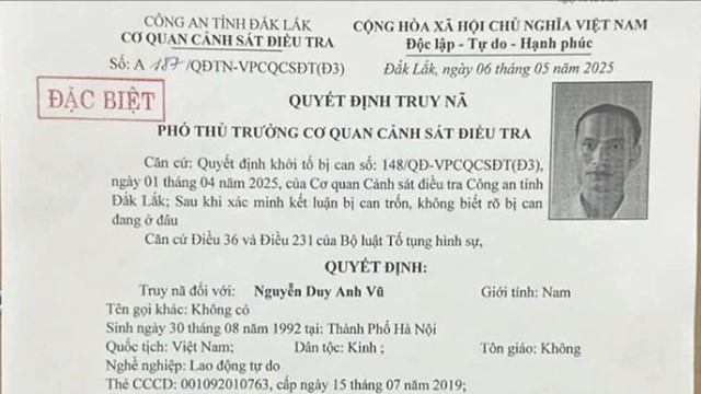 Đề nghị ai biết thông tin của Nguyễn Duy Anh Vũ khẩn trương báo Công an qua SĐT: 0847.939.494
