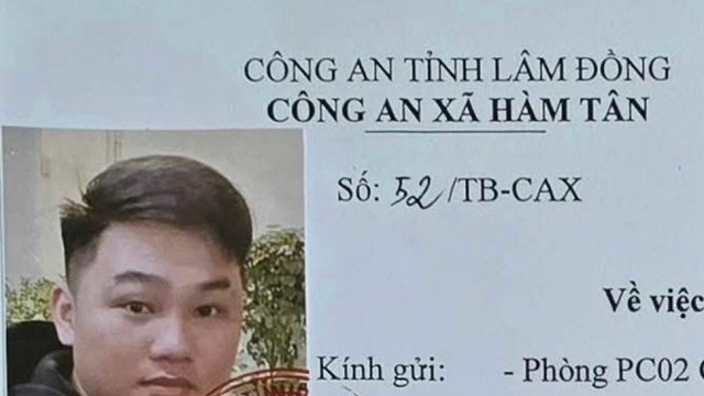 Đề nghị ai thấy Bùi Văn Toàn ở đâu lập tức liên hệ với công an qua SĐT: 0252.3877.113