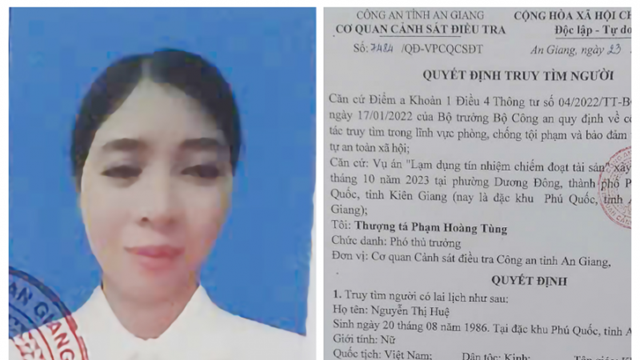 Đề nghị ai biết thông tin về Nguyễn Thị Huệ lập tức liên hệ với công an qua SĐT: 0982.194.040