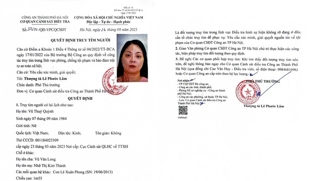 Đề nghị ai biết Vũ Thúy Quỳnh ở đâu khẩn trương liên hệ công an qua SĐT: 0984.681.696