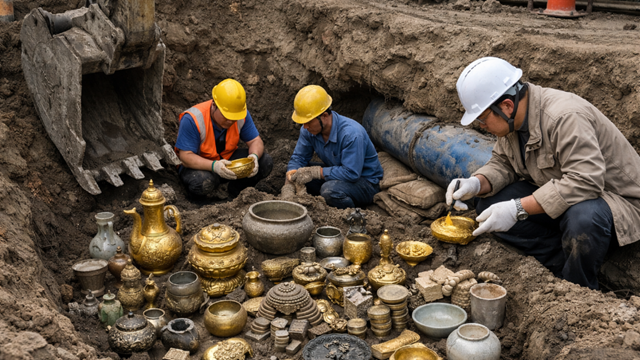 Phát hiện phiến đá lớn khi thi công ống thoát nước, ban quản lý lập tức phong tỏa hiện trường, xác định kho báu trị giá 11.000 tỷ đồng