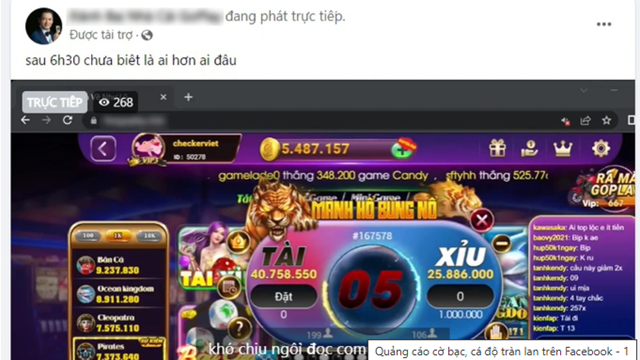 Facebook ‘nhận tiền’ để quảng cáo cờ bạc