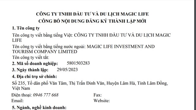 Hé lộ về doanh nghiệp 6 tháng tuổi muốn làm dự án 1.200 tỷ ở Đà Lạt  ​